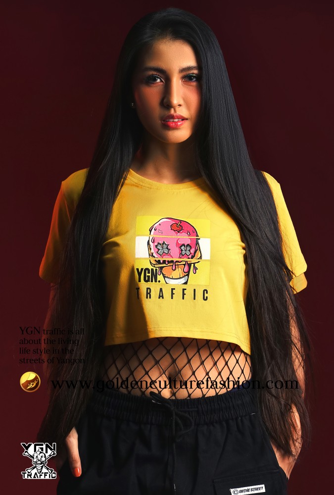 Ice -Cream Melt YGN Traffic Crop Topl T-shirt (Light Purple)